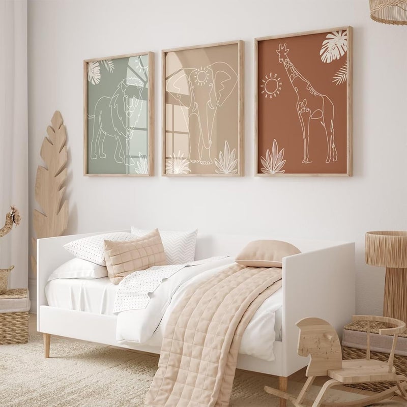 Youillne Safari Nursery Wall Art Set - Unframed Animal Prints - Image 3