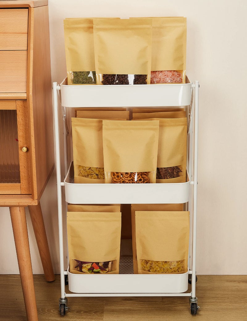 FireKylin 100 Pcs Brown Paper Bags with Window, 3.5" x 5.5" Stand Up Pouches, Zipper Food Storage Bags for Packaging Products, Reusable, Sealable - Image 5