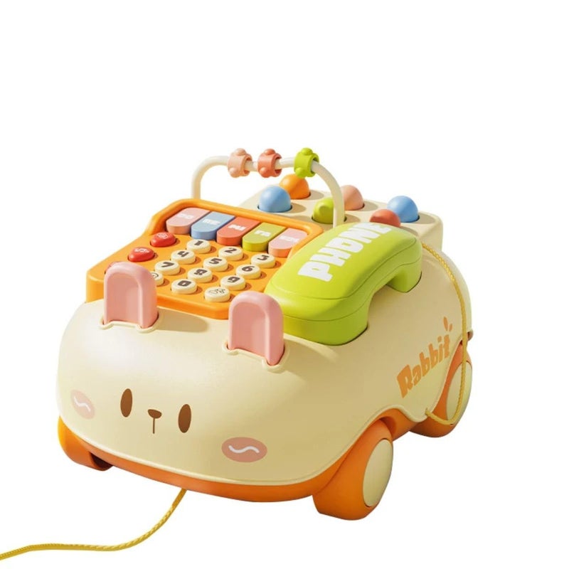 Corded Landline Phone Cute landline phone with a removable and resealable handset Beautiful and eye-catching lights for children Lights up, plays multiple songs, and makes different ringtones and fla - Image 1