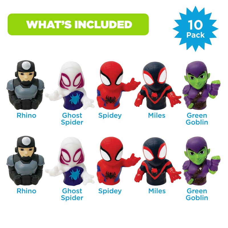 ginsey Spidey & His Amazing Friends 10 Piece Finger Puppet Set - Party Favors, Educational, Bath Toys, Floating Pool Toys, Beach Toys, Finger Toys, Playtime - Image 2