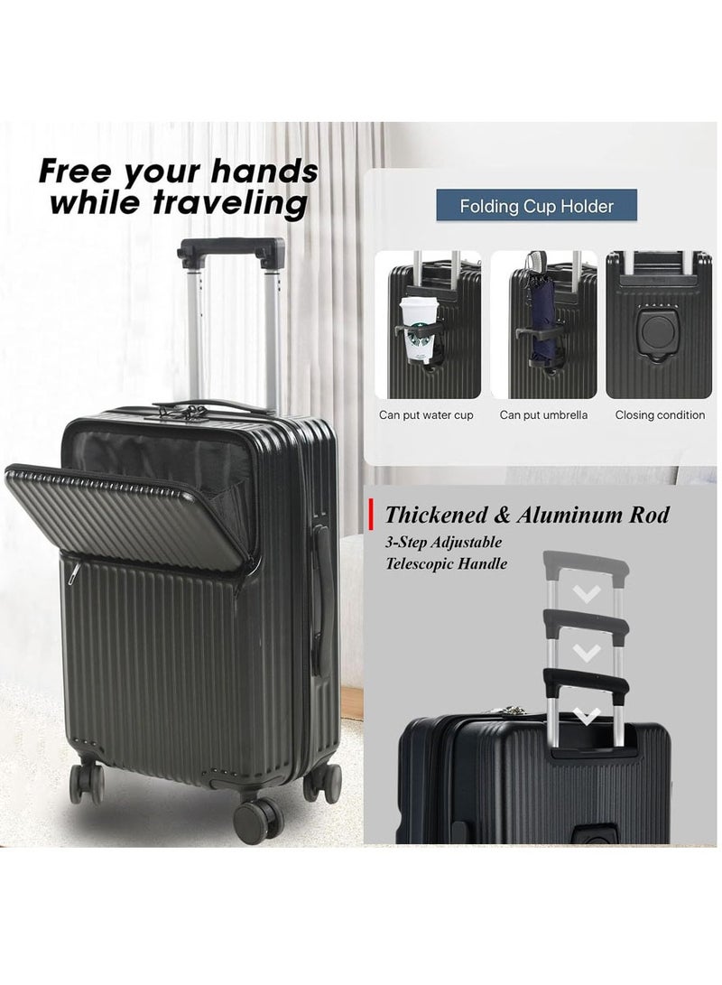 PK 3 PCS TROLLEY LUGGAGE FRONT OPEN POLY CARBON MATERIAL, LUGGAGE SUITCASE SET AND CABIN LUGGAGE BAG SET BLUE COLOUR - Image 2