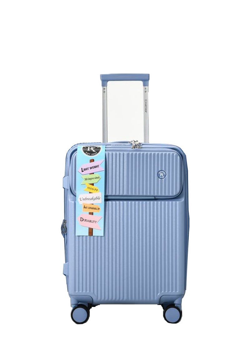 PK 3 PCS TROLLEY LUGGAGE FRONT OPEN POLY CARBON MATERIAL, LUGGAGE SUITCASE SET AND CABIN LUGGAGE BAG SET BLUE COLOUR - Image 5