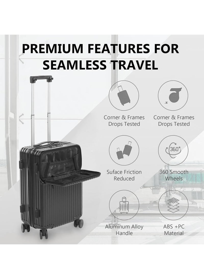 PK 3 PCS TROLLEY LUGGAGE FRONT OPEN POLY CARBON MATERIAL, LUGGAGE SUITCASE SET AND CABIN LUGGAGE BAG SET BLUE COLOUR - Image 4