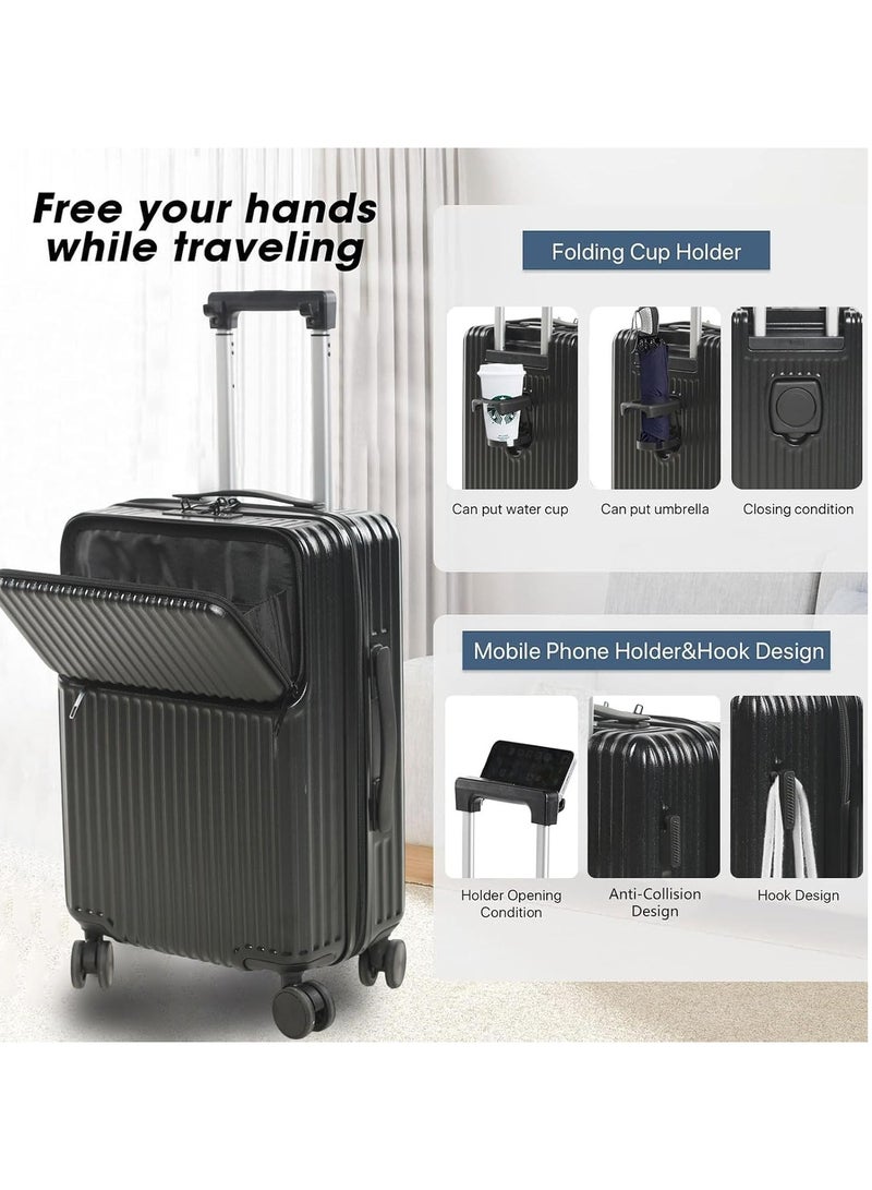 PK 3 PCS TROLLEY LUGGAGE FRONT OPEN POLY CARBON MATERIAL, LUGGAGE SUITCASE SET AND CABIN LUGGAGE BAG SET BLUE COLOUR - Image 3