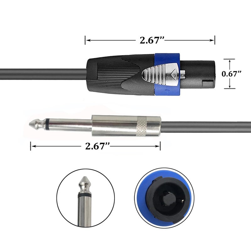 ROCMUZZK 2 Pack 50ft Speakon to 1/4 Inch Male Speaker Cable, 50 feet 6.35mm Stereo Audio Connection Cord, 12 Gauge AWG Wire, 50FT/2PACK - Image 3