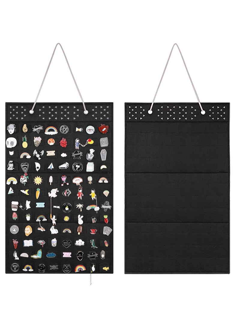 SYOSI Wall Hanging Brooch Pin Organizer, Pin Collection Case, Brooch Collection Storage Holder, Enamel Pin Display and Brooch Collection Storage Holder for Women or Men, up to 96 Pins (Organizer Only)Black - Image 1