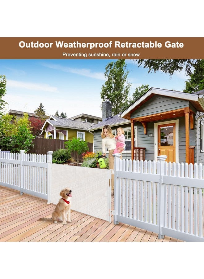 BETERTEK بوابات أطفال قابلة للسحب مقاومة للعوامل الجوية 55" واسعة بوابة كلب قابلة للسحب مقاومة للماء شبكة بوابة أطفال قابلة للسحب بوابة شبكة قابلة للسحب في الهواء الطلق بوابة حيوانات أليفة قابلة للسحب للكلاب بوابات أطفال خارجية للأرصفة حاجز للكلاب - Image 2