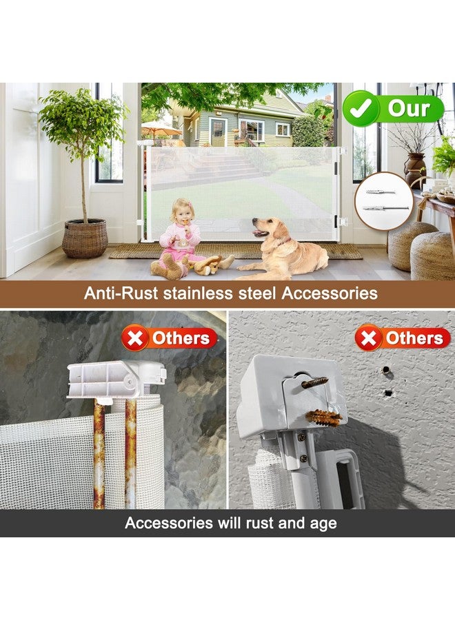 BETERTEK بوابات أطفال قابلة للسحب مقاومة للعوامل الجوية 55" واسعة بوابة كلب قابلة للسحب مقاومة للماء شبكة بوابة أطفال قابلة للسحب بوابة شبكة قابلة للسحب في الهواء الطلق بوابة حيوانات أليفة قابلة للسحب للكلاب بوابات أطفال خارجية للأرصفة حاجز للكلاب - Image 3