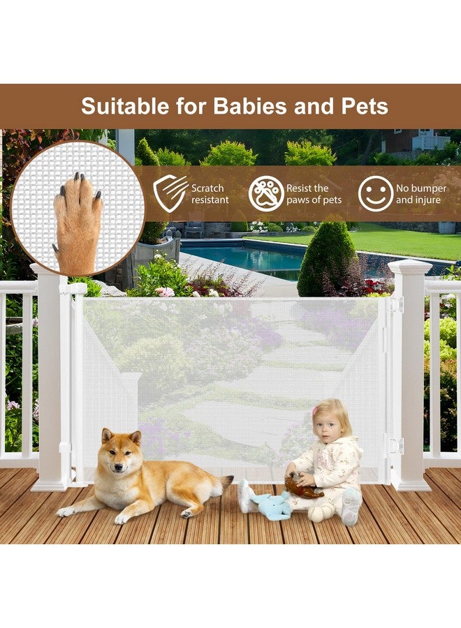 BETERTEK بوابات أطفال قابلة للسحب مقاومة للعوامل الجوية 55" واسعة بوابة كلب قابلة للسحب مقاومة للماء شبكة بوابة أطفال قابلة للسحب بوابة شبكة قابلة للسحب في الهواء الطلق بوابة حيوانات أليفة قابلة للسحب للكلاب بوابات أطفال خارجية للأرصفة حاجز للكلاب - Image 5