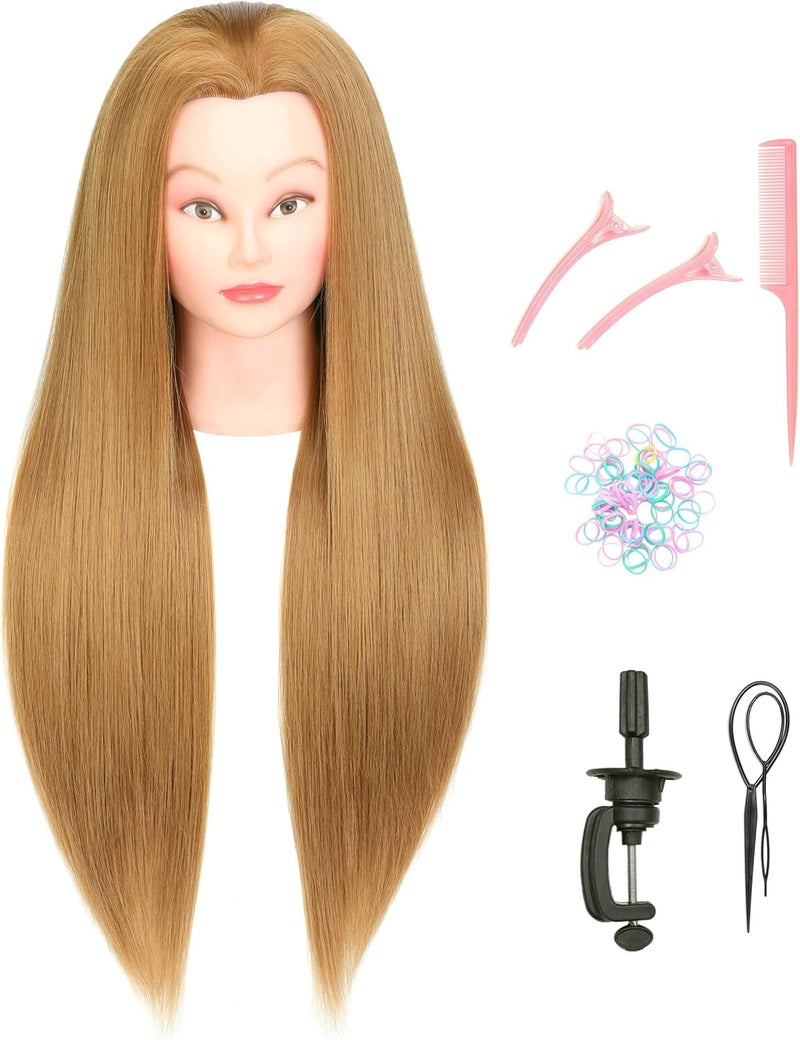 FUTAI Mannequin Head 30 inches Long 80% Real Human Hair Manikin Doll Style Head for Braiding Styling Updos Curling Cutting Practice Cosmetology Training Display with Stand - Image 1