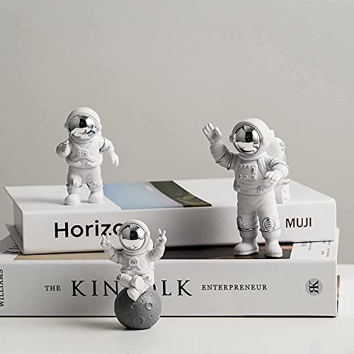 Street27 3Pcs Astronaut Action Figurine Home Decor Astronaut Statue Sculpture Showpiece Decor Golden(Silver) - Image 3