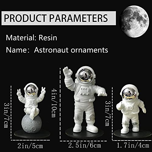 Street27 3Pcs Astronaut Action Figurine Home Decor Astronaut Statue Sculpture Showpiece Decor Golden(Silver) - Image 4