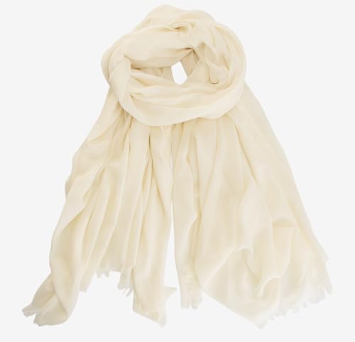 Mealah Womens-Off White Shawl Scarf - Lightweight Wrap Scarves Shawl Solid Color Sunscreen Scarve for Spring Summer Season Travel - Image 2