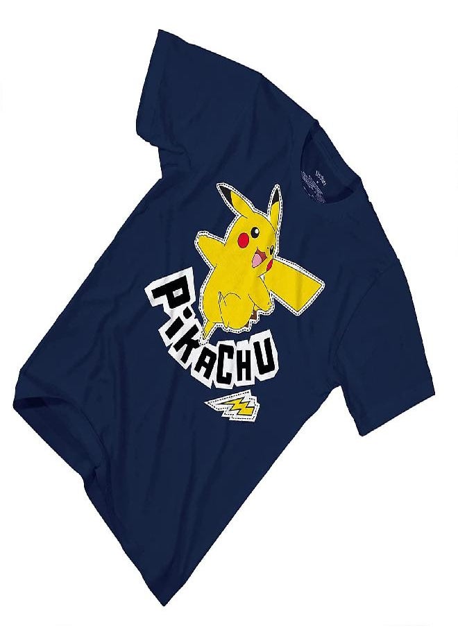 Pokemon Pokemon Boys Pikachu Game Shirt - Gotta Catch Em All - Ash Pikachu Charizard Pokeball Official T-Shirt (Navy Pikachu, X-Small)  - Image 3