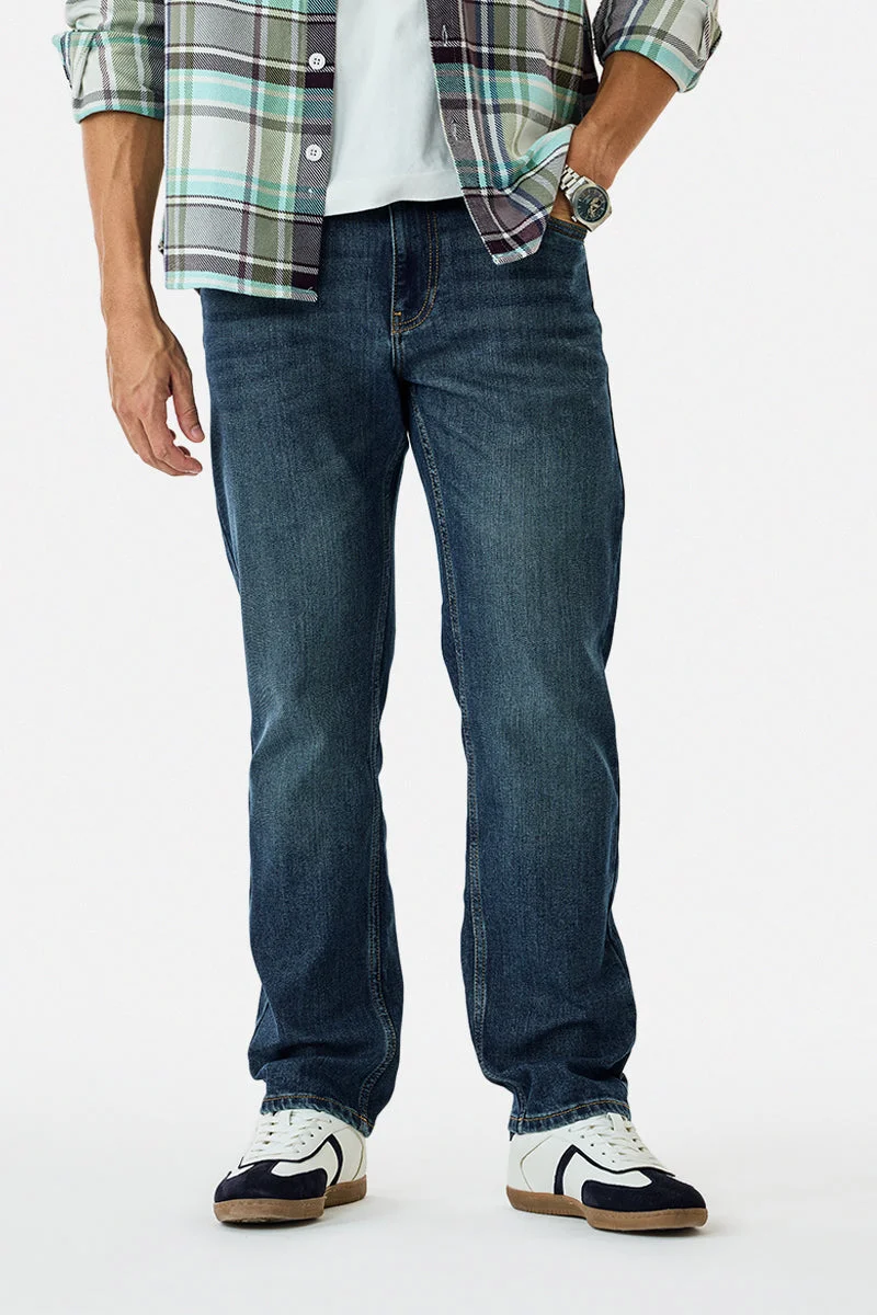 سنيتش Dark Blue Solid Relaxed Casual Jeans