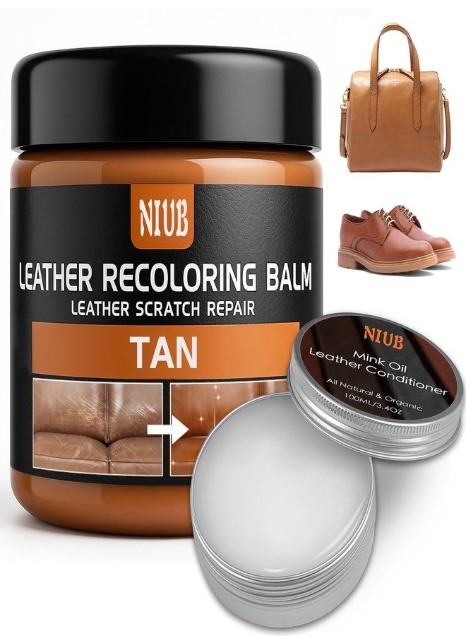NIUB Leather Recoloring Balm Leather Color Restorer Scratch Repair Leather Paint for Furniture Couches Car Seats Shoes Bags Leather Dye and Scratched Leather with Leather Conditioner - TAN - Image 1