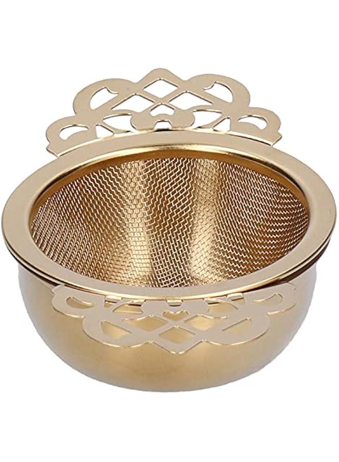 Stainless Steel Tea Strainer, Tea Steeper Fine Mesh Filters with Double Handles, Hanging On Teapots Mugs Cups To Steep Loose Leaf Tea And Coffee(Gold)  - Image 2