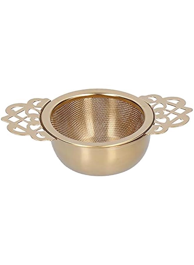 Stainless Steel Tea Strainer, Tea Steeper Fine Mesh Filters with Double Handles, Hanging On Teapots Mugs Cups To Steep Loose Leaf Tea And Coffee(Gold)  - Image 5