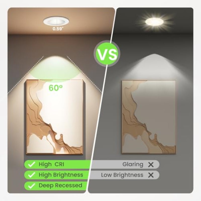 LIGHTING 60°4W/6W/8W Adjustable Recessed LED Spotlight Dimmable 230V, 3CCT 3000K/4000K/6500K Waterproof IP44 Adjustable Recessed Ceiling Light for Bathroom, Living Room, Pack of 10, Round - Image 4