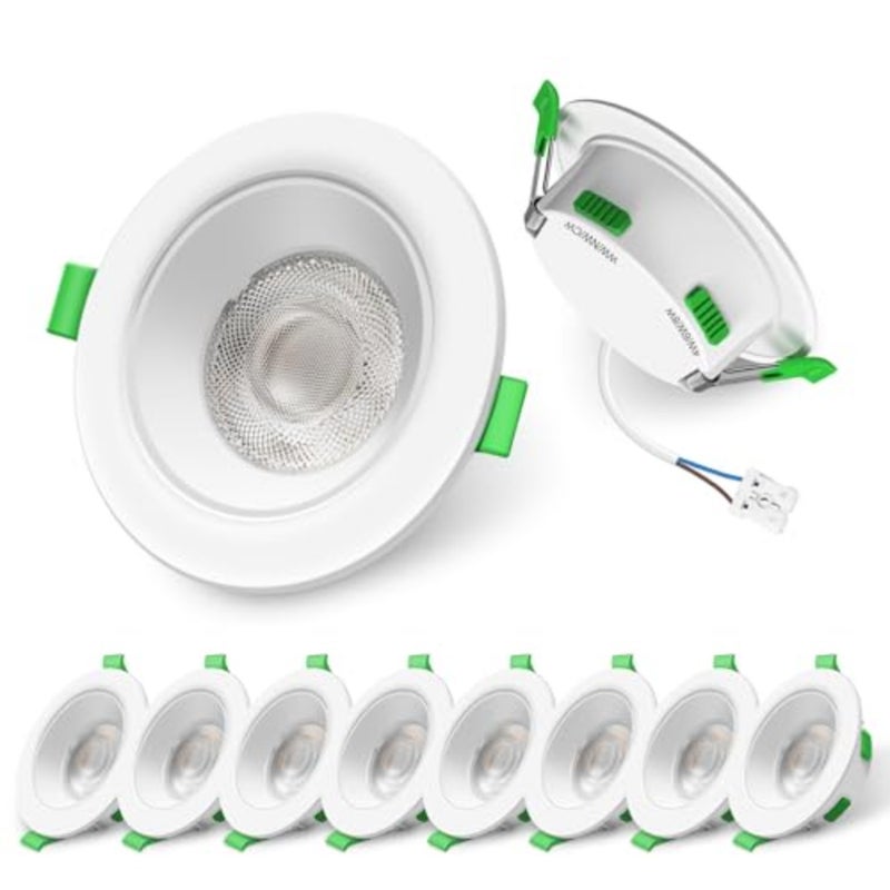 LIGHTING 60°4W/6W/8W Adjustable Recessed LED Spotlight Dimmable 230V, 3CCT 3000K/4000K/6500K Waterproof IP44 Adjustable Recessed Ceiling Light for Bathroom, Living Room, Pack of 10, Round - Image 1