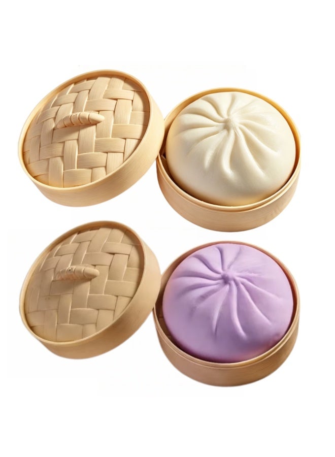 2-PACKS Buns Squishies Toy | Slow Rebound TPR Squeeze Fidget Toy for Anxiety Relief, Cute Colorful Sensory Toy for Kids & Adults - Image 1