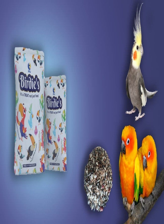 BIRDIE'S بذور بيردي المختلطة للطيور الصغيرة 1 كجم + 1 كجم بذور مختلطة للطيور متوسطة الحجم (طيور الحب، الببغاوات، الكوكاتيل، الببغاء الصغير، الكونيور، الكوكاتو، المكاو، والرمادي الأفريقي)، طبيعية 100% وخالية من المواد الكيميائية. - Image 1