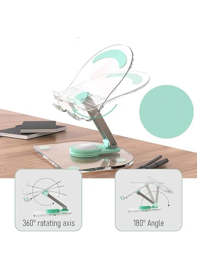 Acrylic Tablet Stand with 360° Rotating Base – Foldable and Adjustable Transparent Holder for Desk and Home Use – Compatible with iPad and Other Tablets – White - Image 2