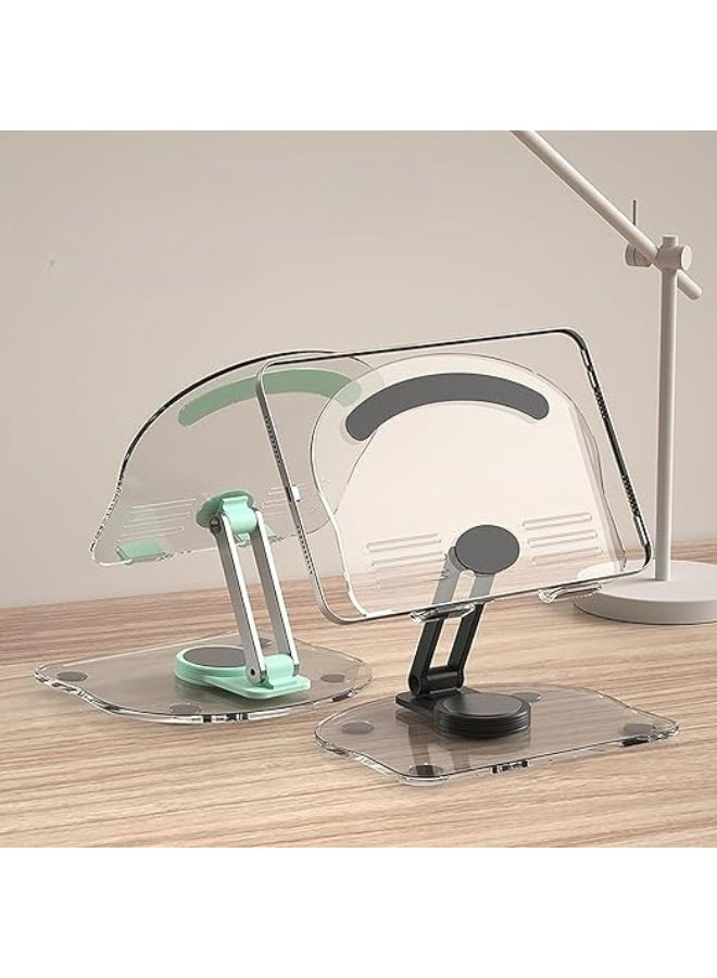 Acrylic Tablet Stand with 360° Rotating Base – Foldable and Adjustable Transparent Holder for Desk and Home Use – Compatible with iPad and Other Tablets – White - Image 3