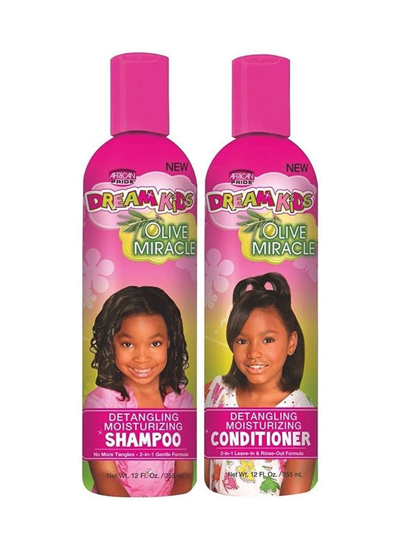 African Pride 2-Piece Dream Kids Olive Miracle Detangling Shampoo And Conditioner Combo Set 355ml  - Image 2