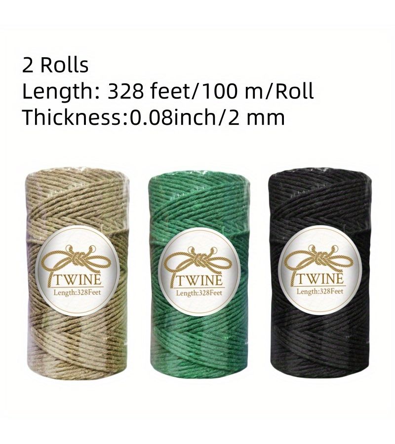 2 Rolls 328 Feet Jute Twine Garden String Brown Green 2Mm Diameter Extra Long Durable Great for Gardening Tomato Climbing Tying Plants Crafts Home Decor Floral Crafts Gift Wrapping Decoration - Image 2