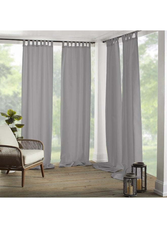 Elrene Home Fashions Matine Weatherproof Tab-Top Indoor/Outdoor Solid Color Curtain Panel for Porch, Pergola, Patio, Deck, 52â€W x 95â€L, Gray - Image 1