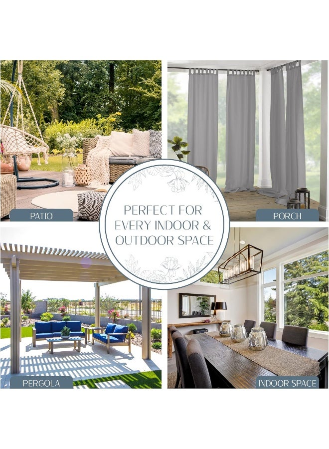 Elrene Home Fashions Matine Weatherproof Tab-Top Indoor/Outdoor Solid Color Curtain Panel for Porch, Pergola, Patio, Deck, 52â€W x 95â€L, Gray - Image 3