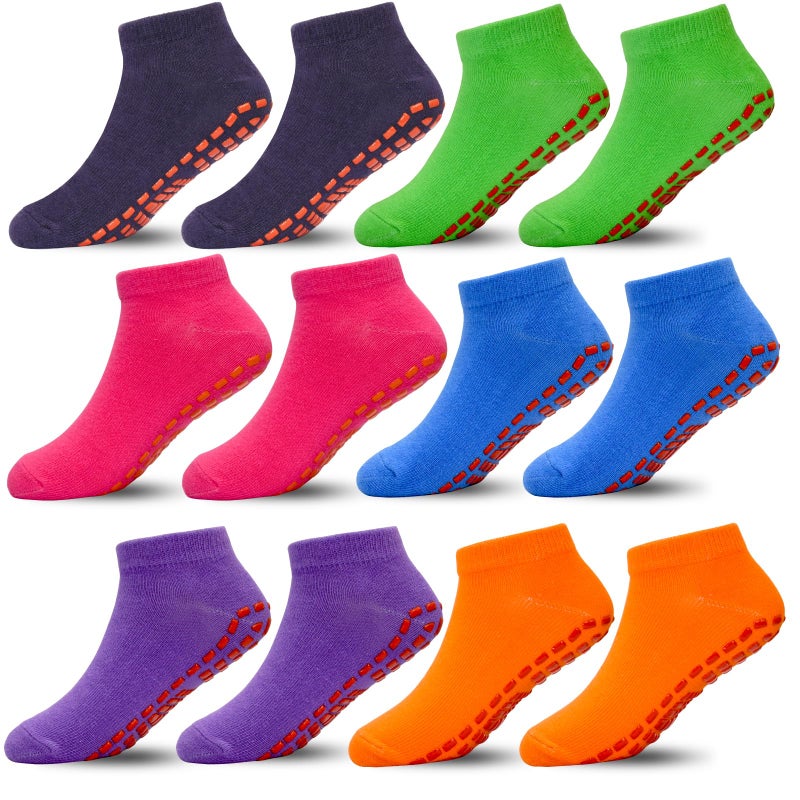 HYCLES HYCLES Boys Girls NonSlip Toddler Socks Grip Ankle Sticky Sock AntiSkid Socks for Kids 6 Pairs for 69 Years Kids 