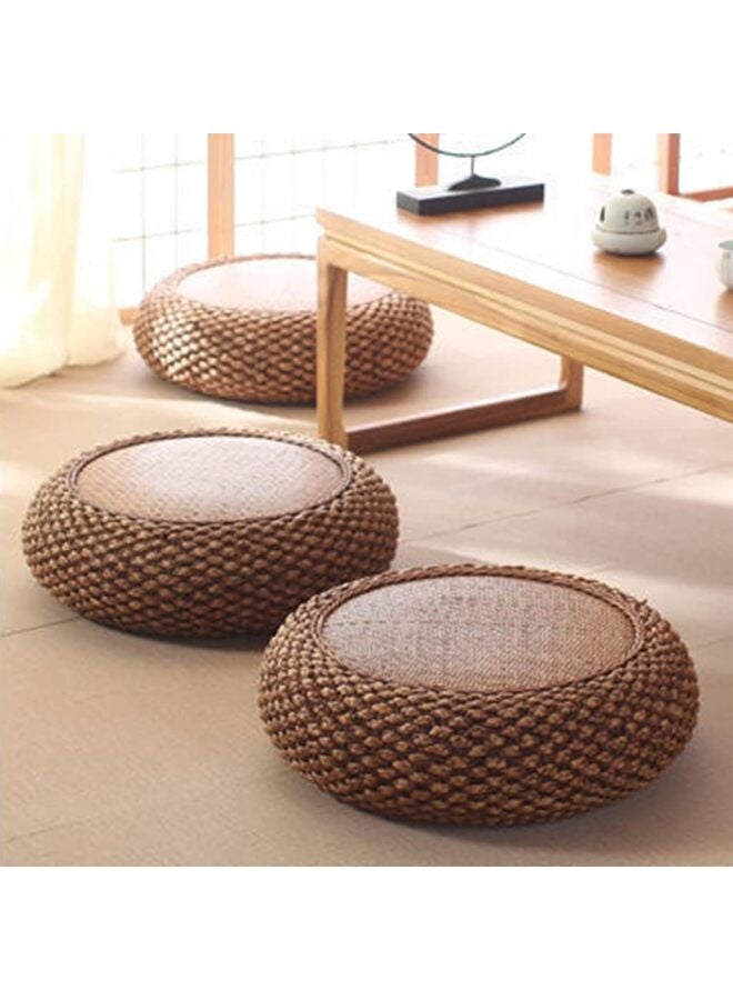 يُسلِّم وسادة أرضية دائرية مصنوعة يدوياً من التاتامي، وسائد تأمل منسوجة يدوياً من التاتامي، وسادة تأمل يوغا زن منسوجة يدوياً للتاتامي، للجلوس على الأرض أو النافذة (المقاس: 50 × 17 سم) - Image 5