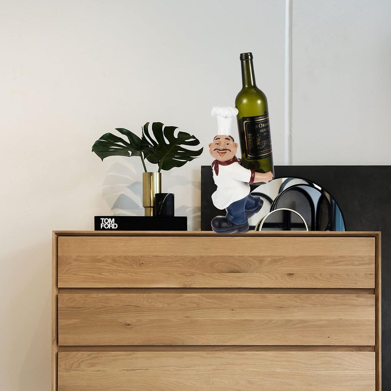 woobles Home Decor Tabletop Accessories Resin Chef Wine Holder Rack Tabletop Wine Storage Holders Stands for Wine Chanmpagne Beer Beverage Home Kitchen Decor Dining Table Decor Desktop Stand - Image 4