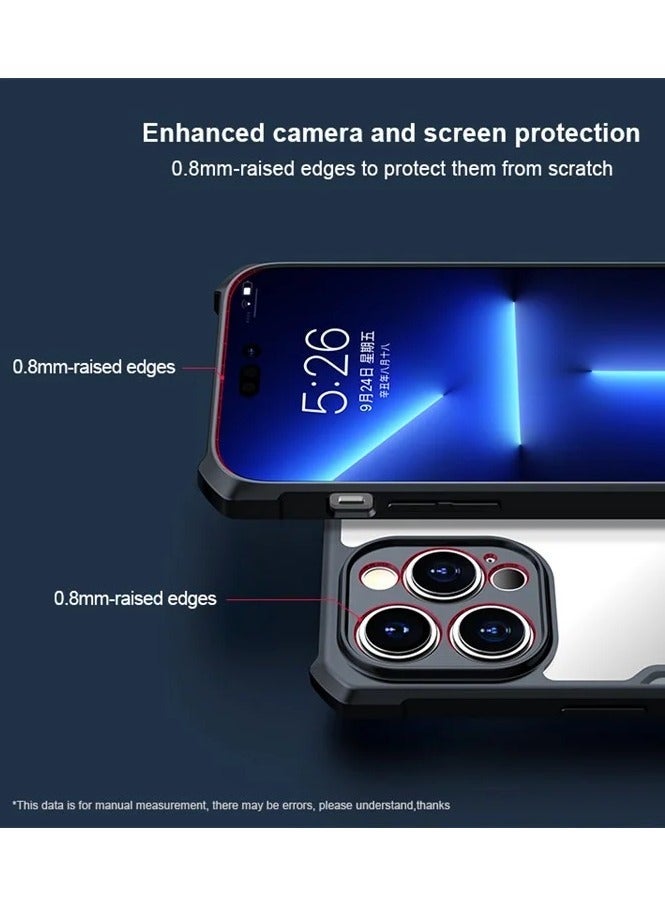 Xundo Clear Case for iPhone 15 Pro Max | Premium Rugged | Durable Shock-absorbing Frame | Black Border | Thermoplastic Polyurethane | Airbag Anti-drop Protection - Clear - Image 2