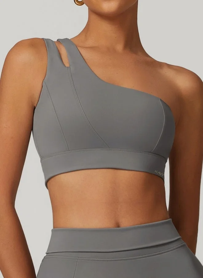 Kawn.yoga Taupe Gray Womens Side Strap Back Sports Bra for Women | Best Price UAE