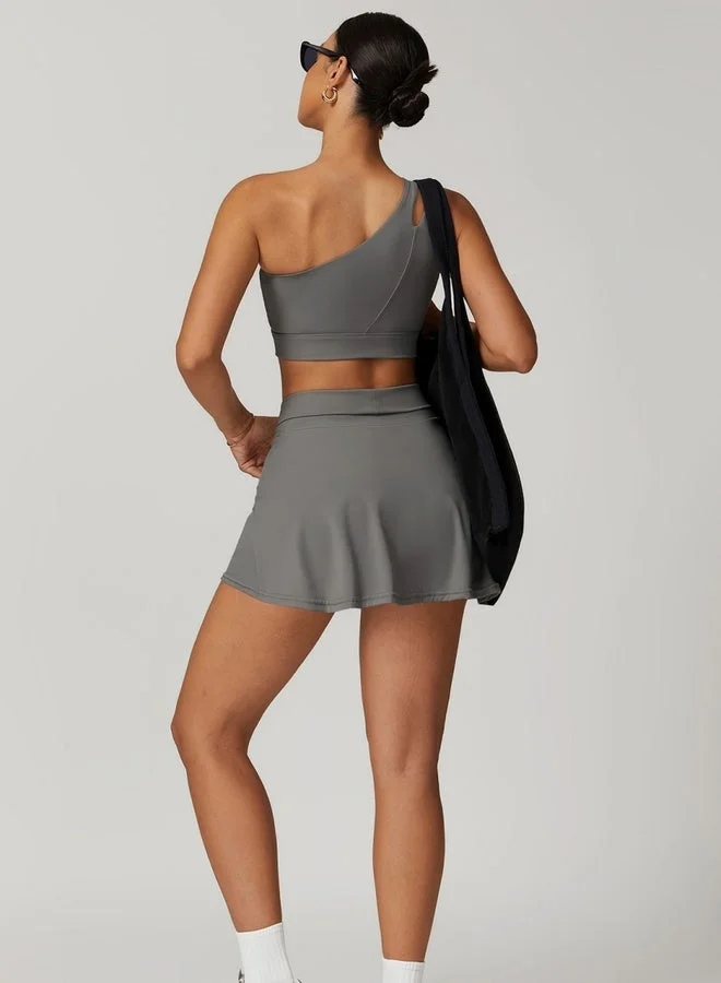 Kawn.yoga Taupe Gray Womens Side Strap Back Sports Bra for Women | Best Price UAE