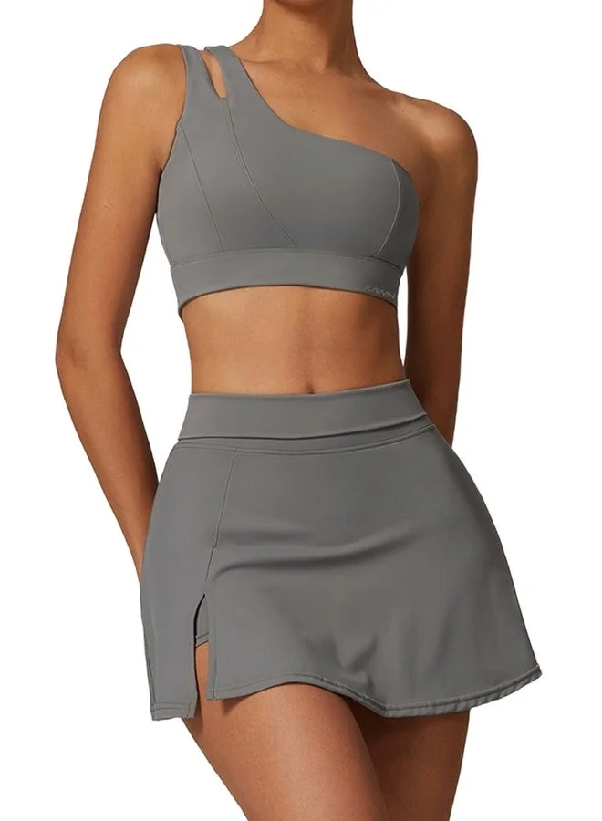 Kawn.yoga Taupe Gray Womens Side Strap Back Sports Bra for Women | Best Price UAE