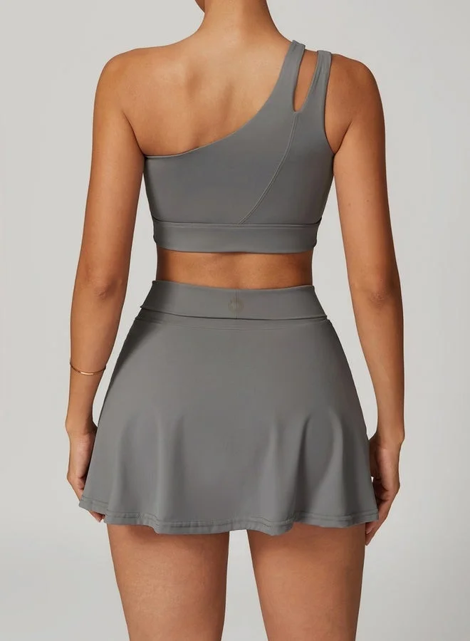 Kawn.yoga Taupe Gray Womens Side Strap Back Sports Bra for Women | Best Price UAE