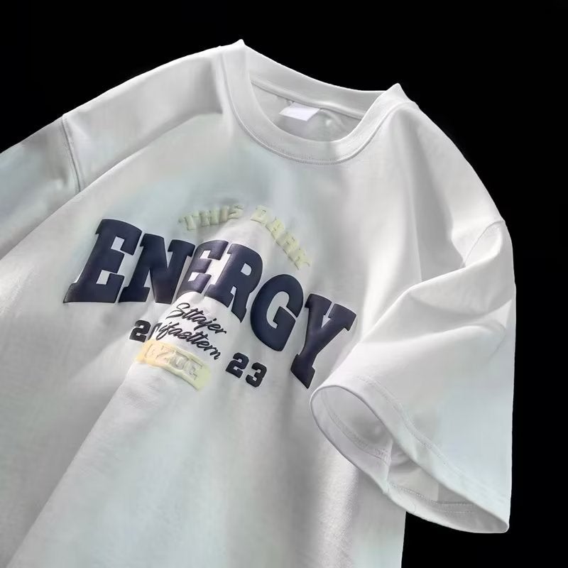 Summer Trendy Brand Short-Sleeved Men'S 2023 New American Style Loose Printed T-Shirt Trendy Heavy Couple Half-Sleeved Letters - Image 3