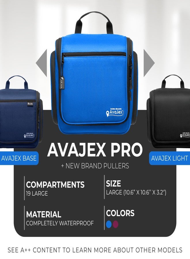 AvaJex Large Hanging Toiletry Organizer - Travel Toiletry Bag for Men and Women - Waterproof Hygiene Bag with Metal XXL Swivel Hook, Sturdy Zippers and 19 Compartments for Toiletries, Makeup (Purple) - Image 2