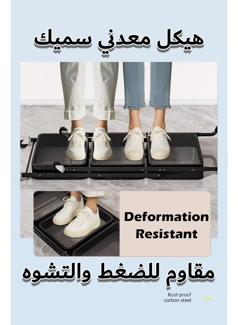 رف متحرك قابل للطي, عربة معدنية منظمة, عربة تخزين ٣ طبقات متعددة الأغراض للمطبخ والحمام والمكتب - Image 4