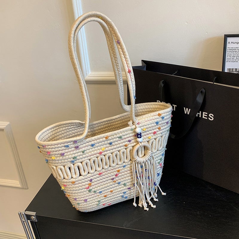 New Shoulder Bag Vintage Handbag Travel All-Match Women'S Bag Beach Bag Hand-Woven Beach Bag Large Capacity Bag Trendy - Image 1