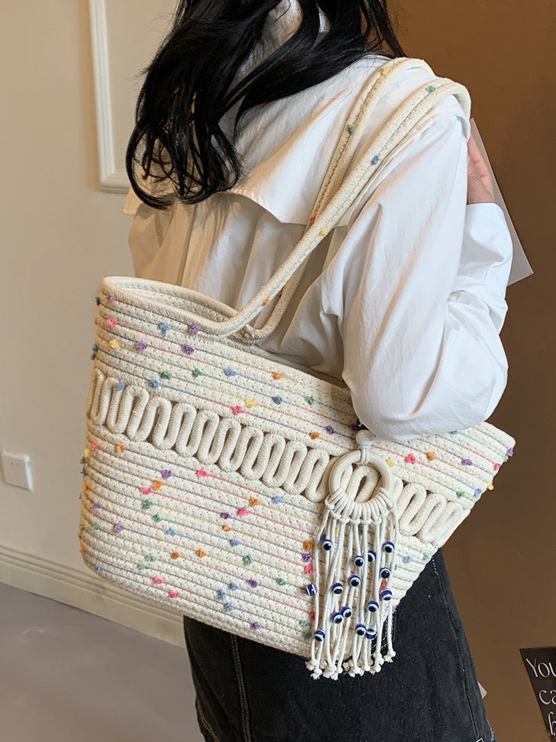 New Shoulder Bag Vintage Handbag Travel All-Match Women'S Bag Beach Bag Hand-Woven Beach Bag Large Capacity Bag Trendy - Image 2