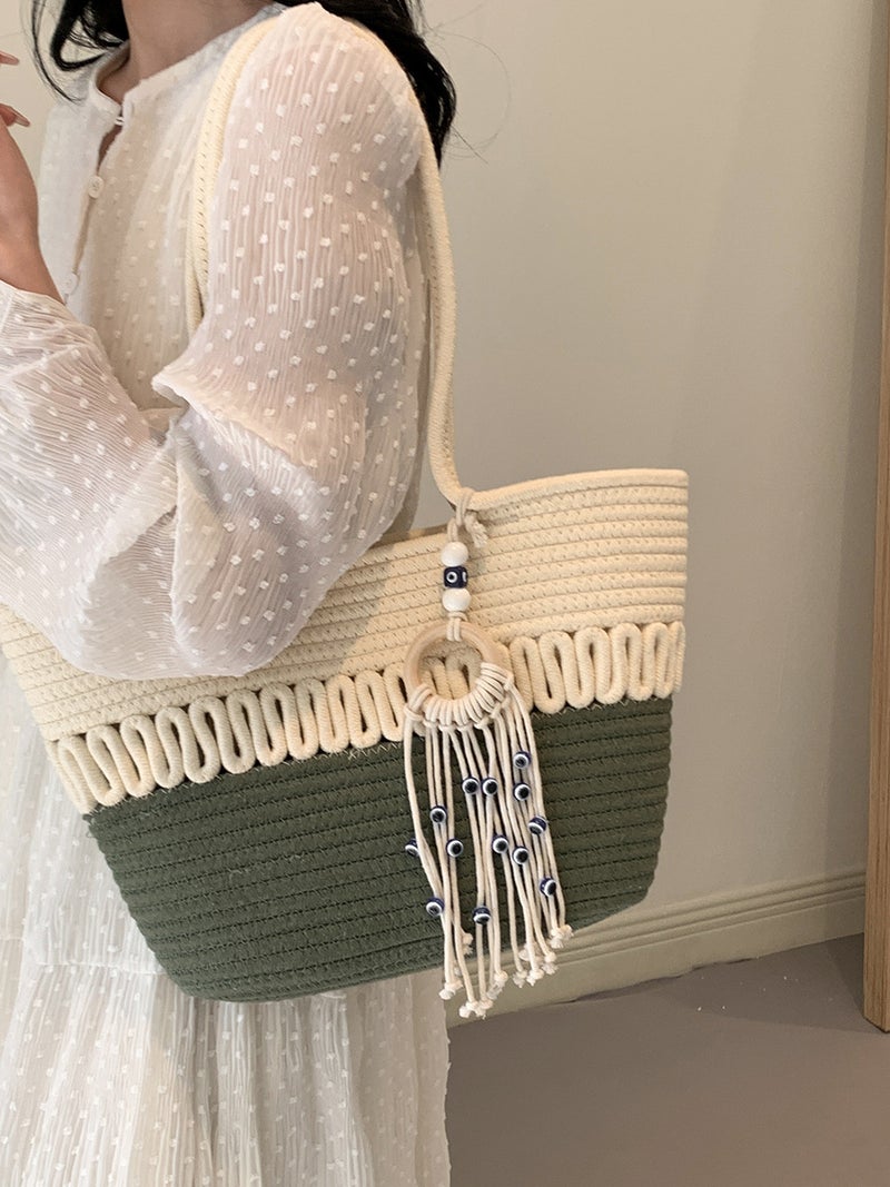 New Shoulder Bag Vintage Handbag Travel All-Match Women'S Bag Beach Bag Hand-Woven Beach Bag Large Capacity Bag Trendy - Image 4