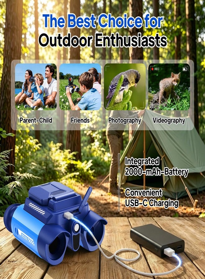 Ashfly Binoculars for Kids with Night Vision Camera, 10x Optical Magnification Digital Kids Binocular with 2.4" HD Screen & 20 Games, STEM Outdoor Exploration Toys Gifts for Boys Girls Age 4-8-12+(Blue) - Image 3
