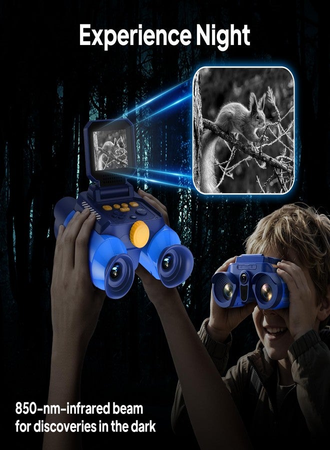 Ashfly Binoculars for Kids with Night Vision Camera, 10x Optical Magnification Digital Kids Binocular with 2.4" HD Screen & 20 Games, STEM Outdoor Exploration Toys Gifts for Boys Girls Age 4-8-12+(Blue) - Image 4