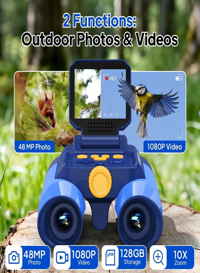 Ashfly Binoculars for Kids with Night Vision Camera, 10x Optical Magnification Digital Kids Binocular with 2.4" HD Screen & 20 Games, STEM Outdoor Exploration Toys Gifts for Boys Girls Age 4-8-12+(Blue) - Image 2