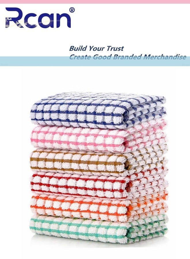 ركان مناشف المطبخ، مناشف مطبخ قطنية كبيرة الحجم مقاس 16 × 25 بوصة، عبوة من 6 قطع قماش لتجفيف الأطباق والملابس ومناشف الأطباق وتجفيف الأطباق والطاولة - Image 1